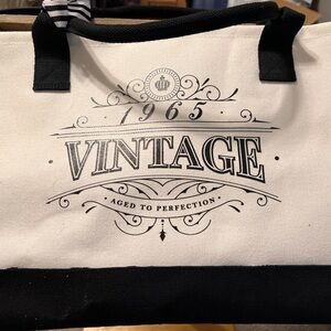“1965 Vintage” Monochrome Canvas Tote and Matching Makeup Bag